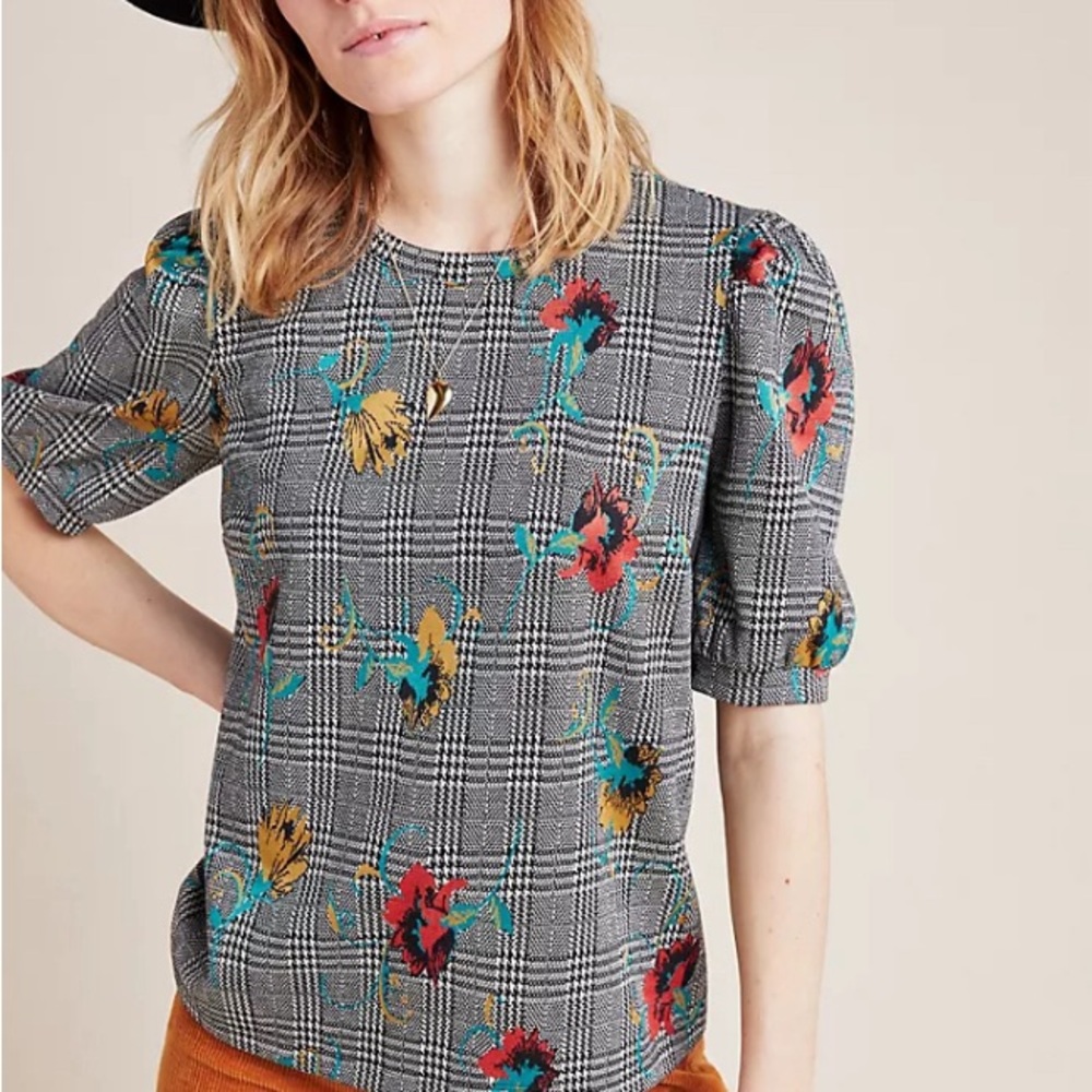 Anthropologie Gretchen Houndstooth Top